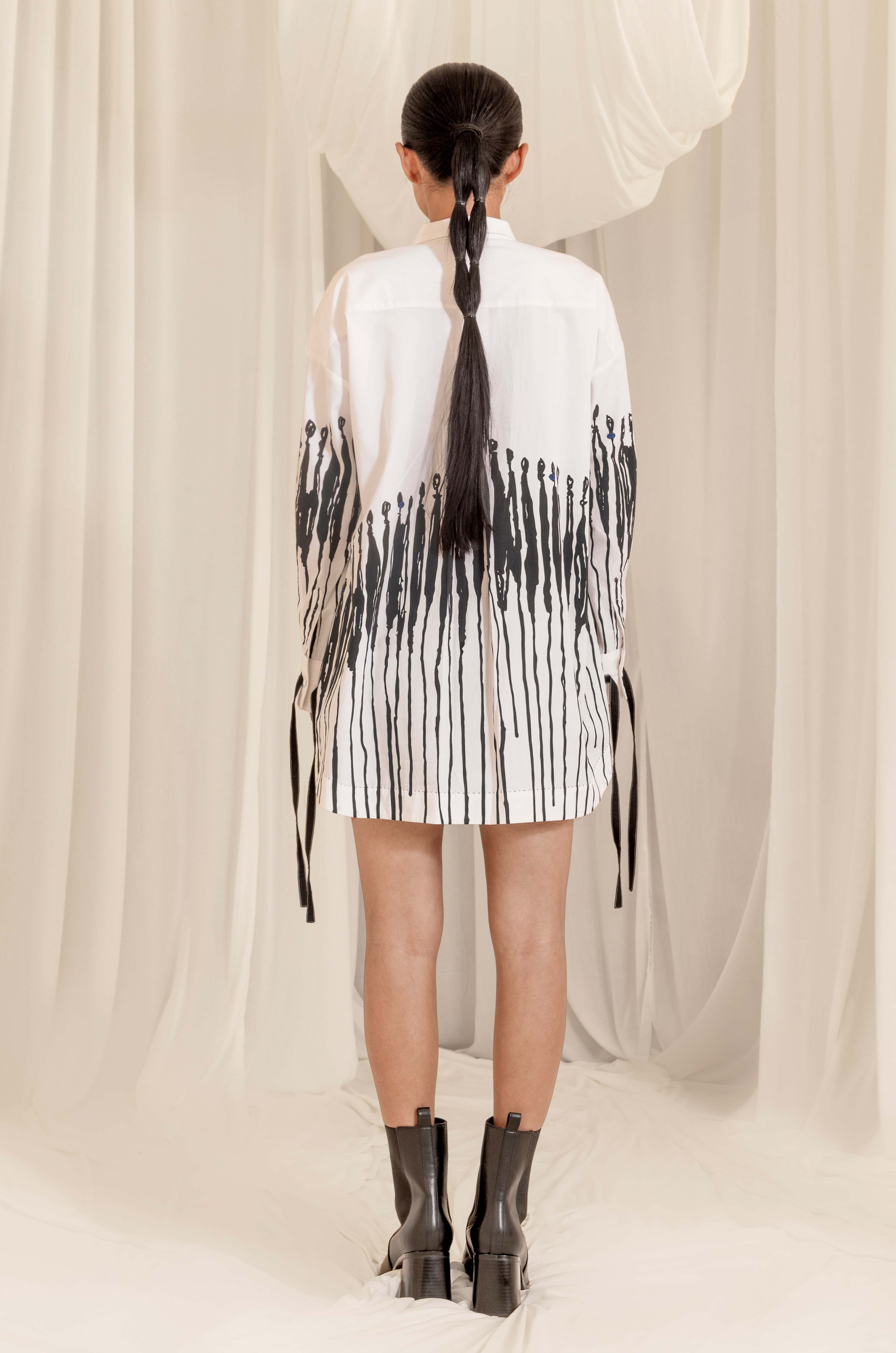 Blot White and Black Cotton Shirt Dress