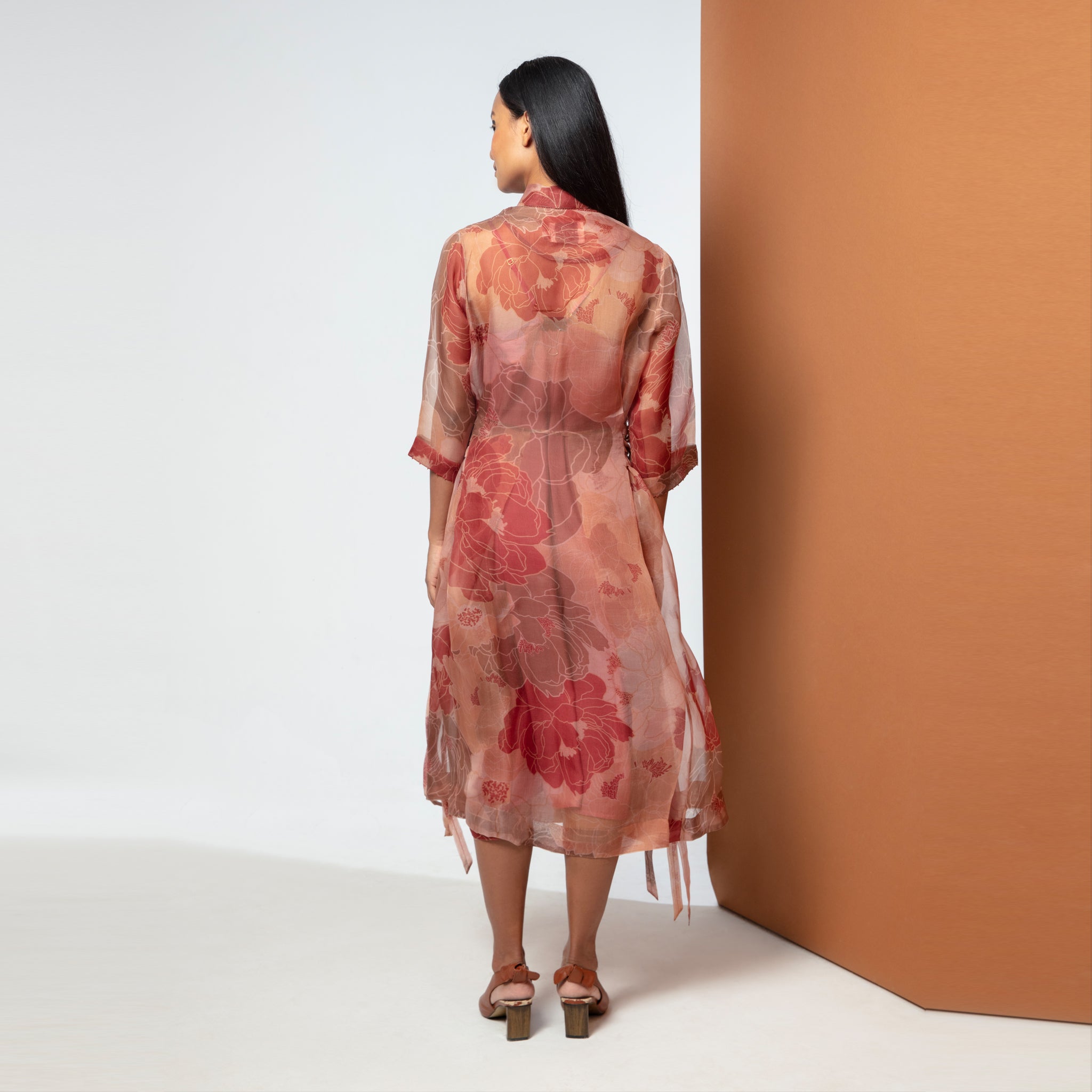 Pomelo Printed organza Trench Dress