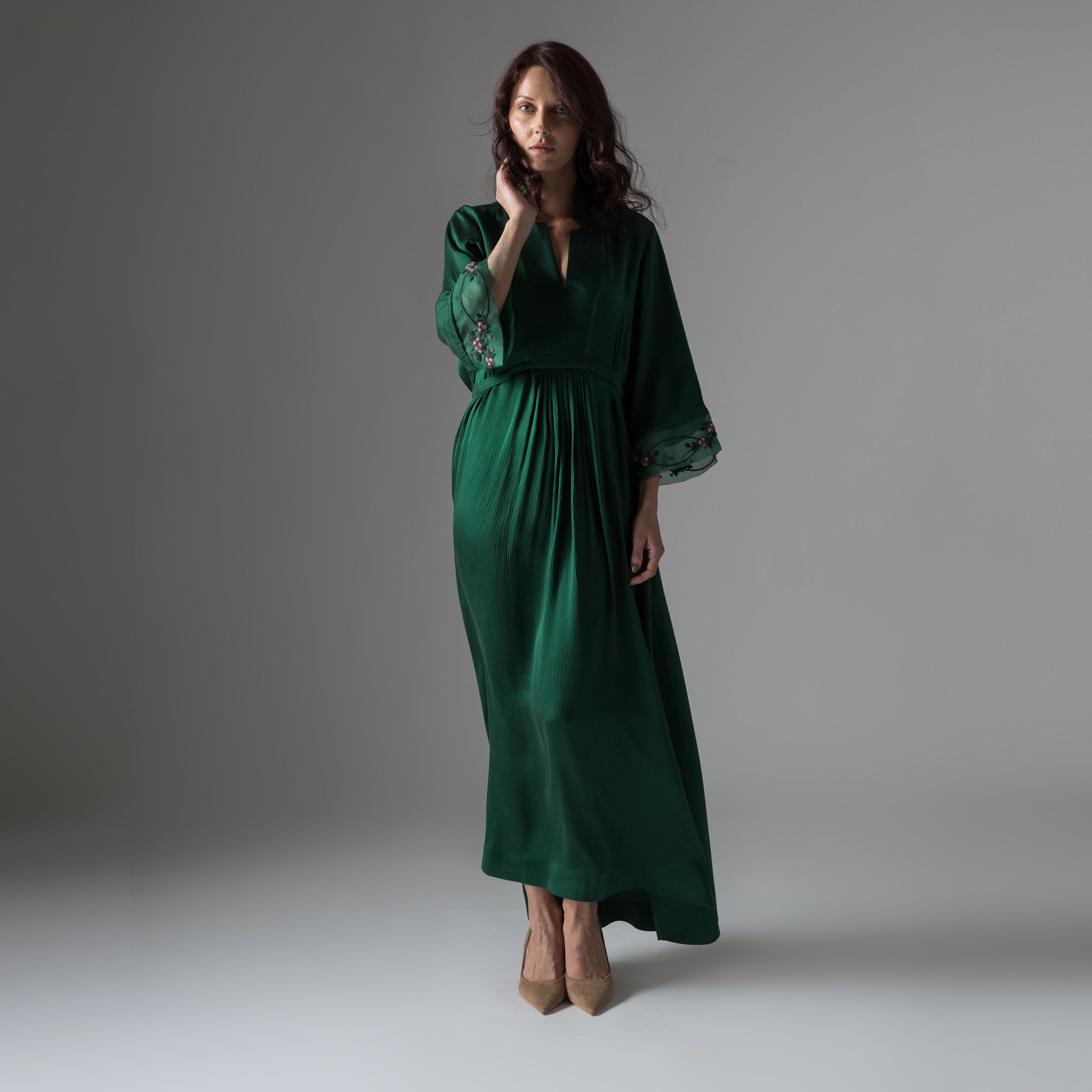 Jade green silk dress discount