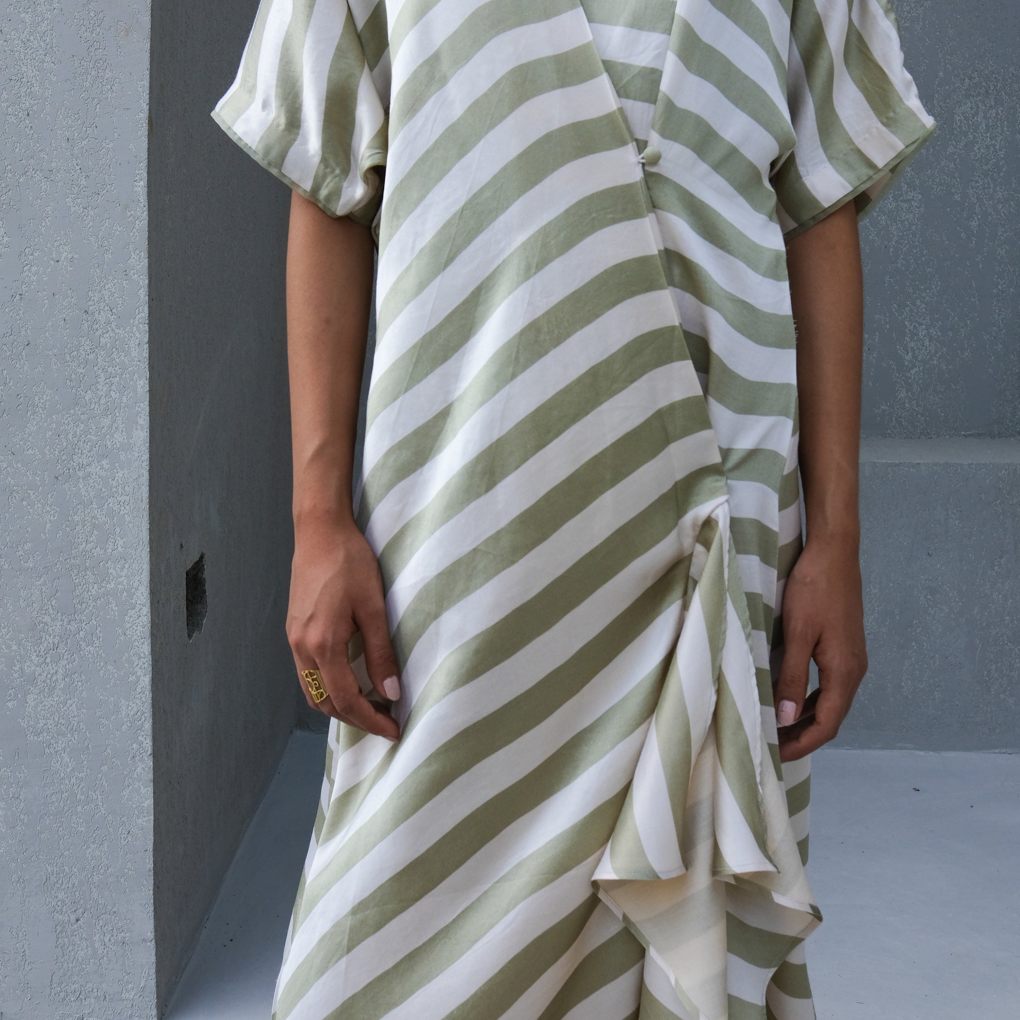 Unfold Striped Satiin Dress