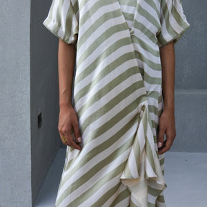 Unfold Striped Satiin Dress