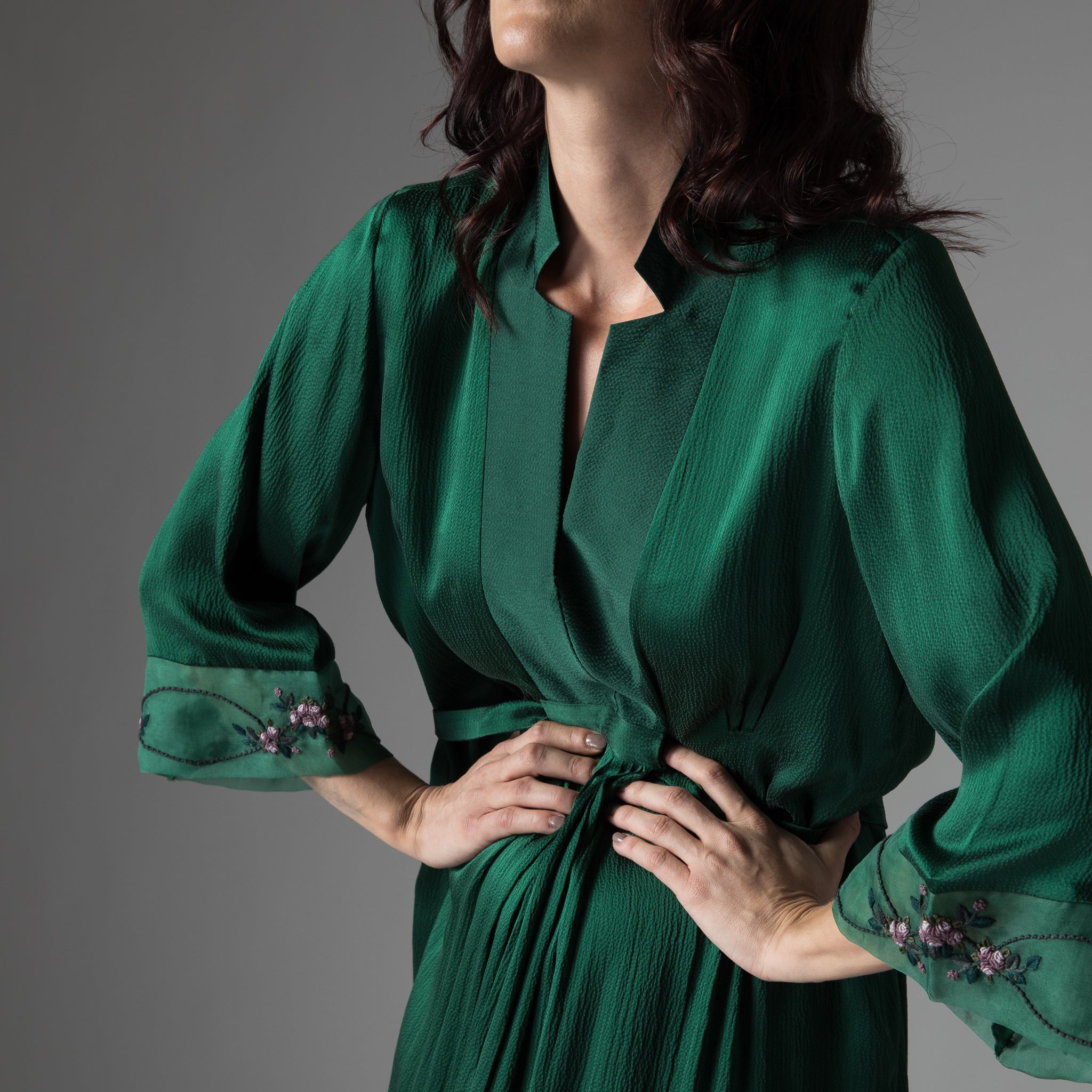 Jade Green Silk Dress Snehaarora