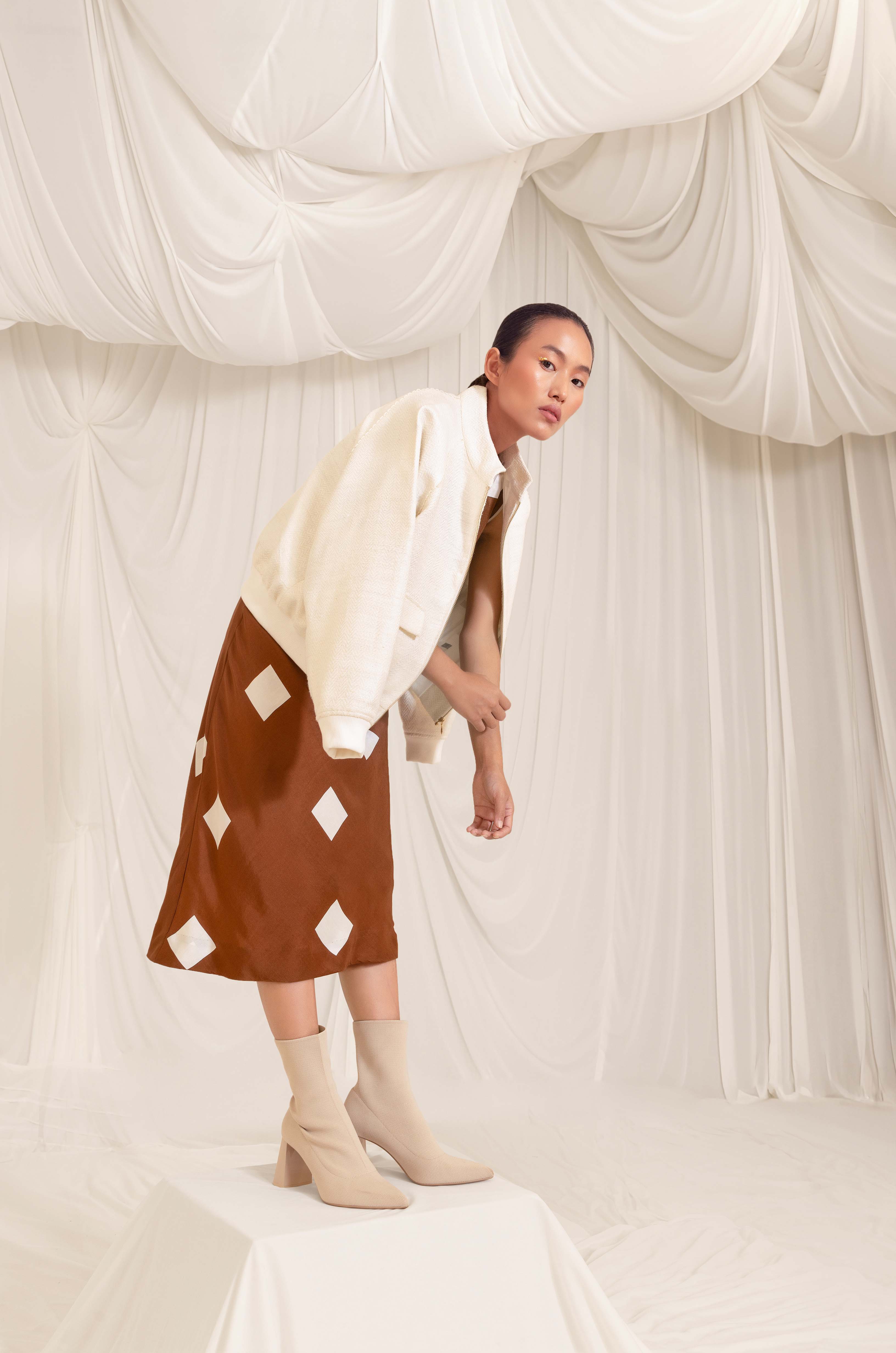 Tawny Silk Printed Dress