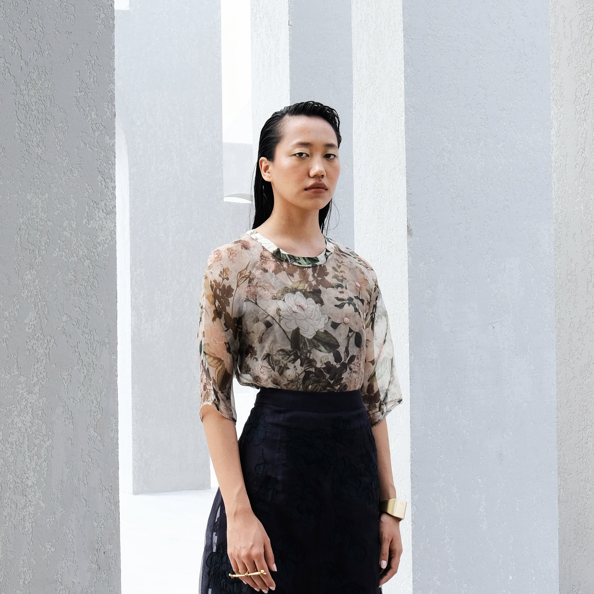Caper Printed Organza Blouse