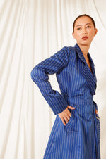 Load image into Gallery viewer, Azure Stripe Trench Dress
