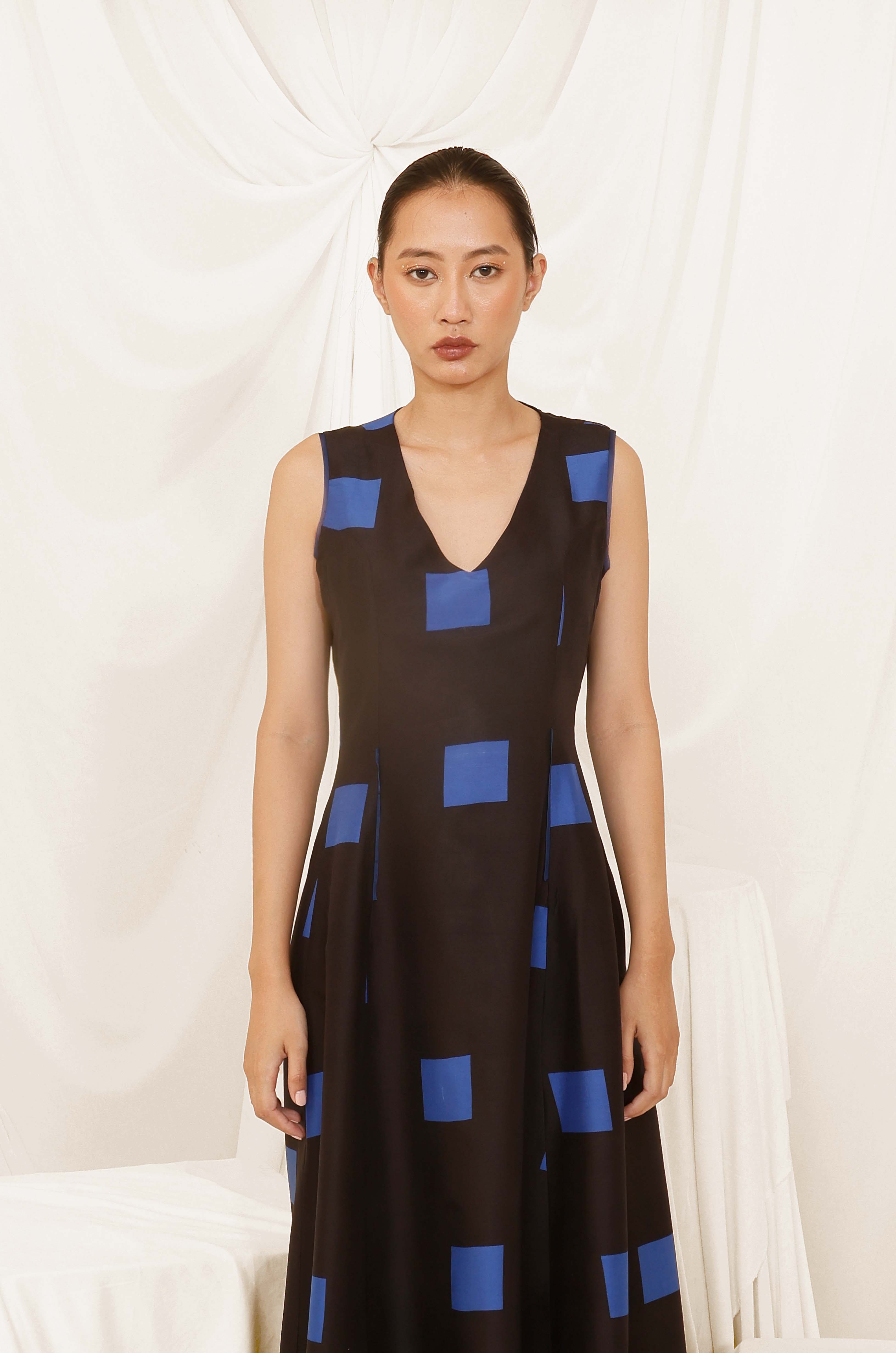 Inky Silk Panel Dress