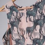 Load image into Gallery viewer, Peach reindeer print silk dress
