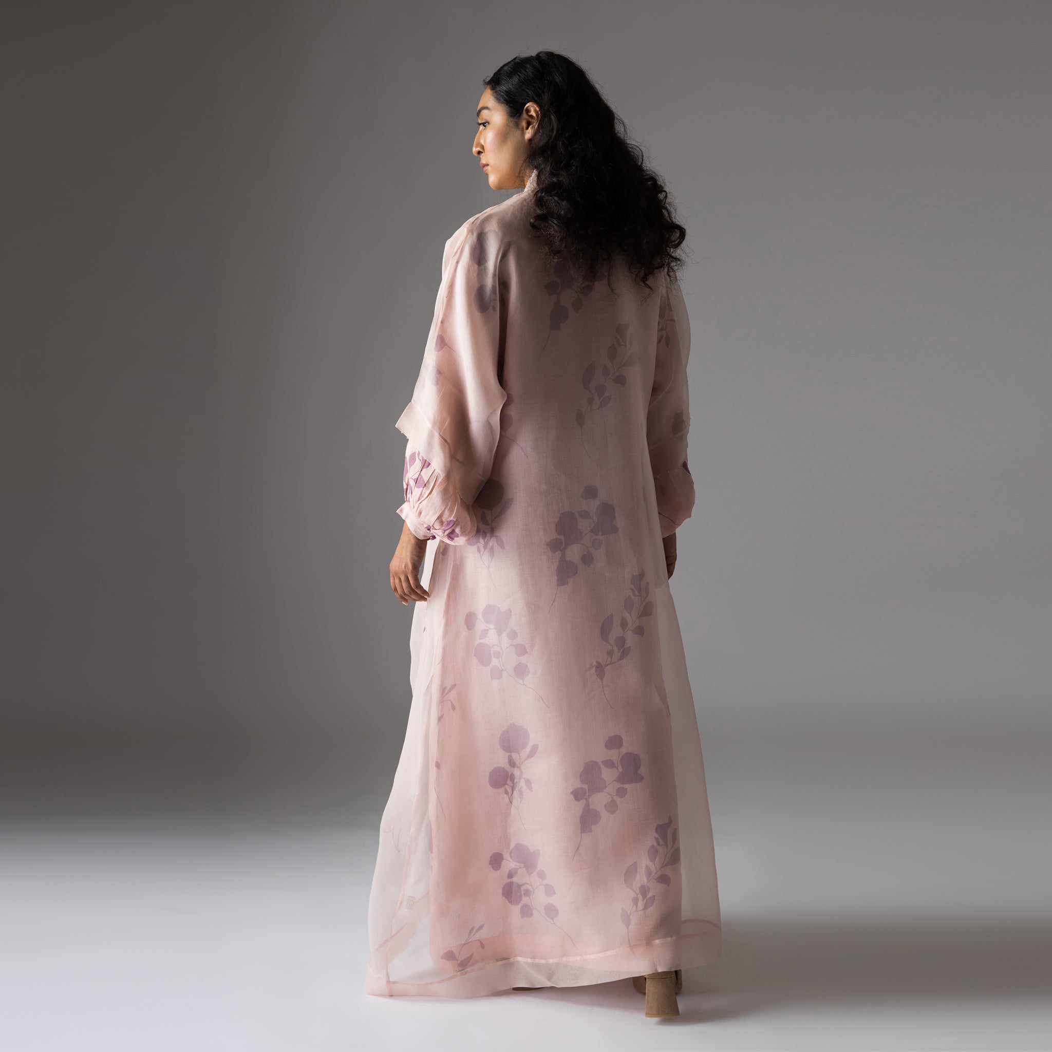 Solid Peach embroidered Overlay