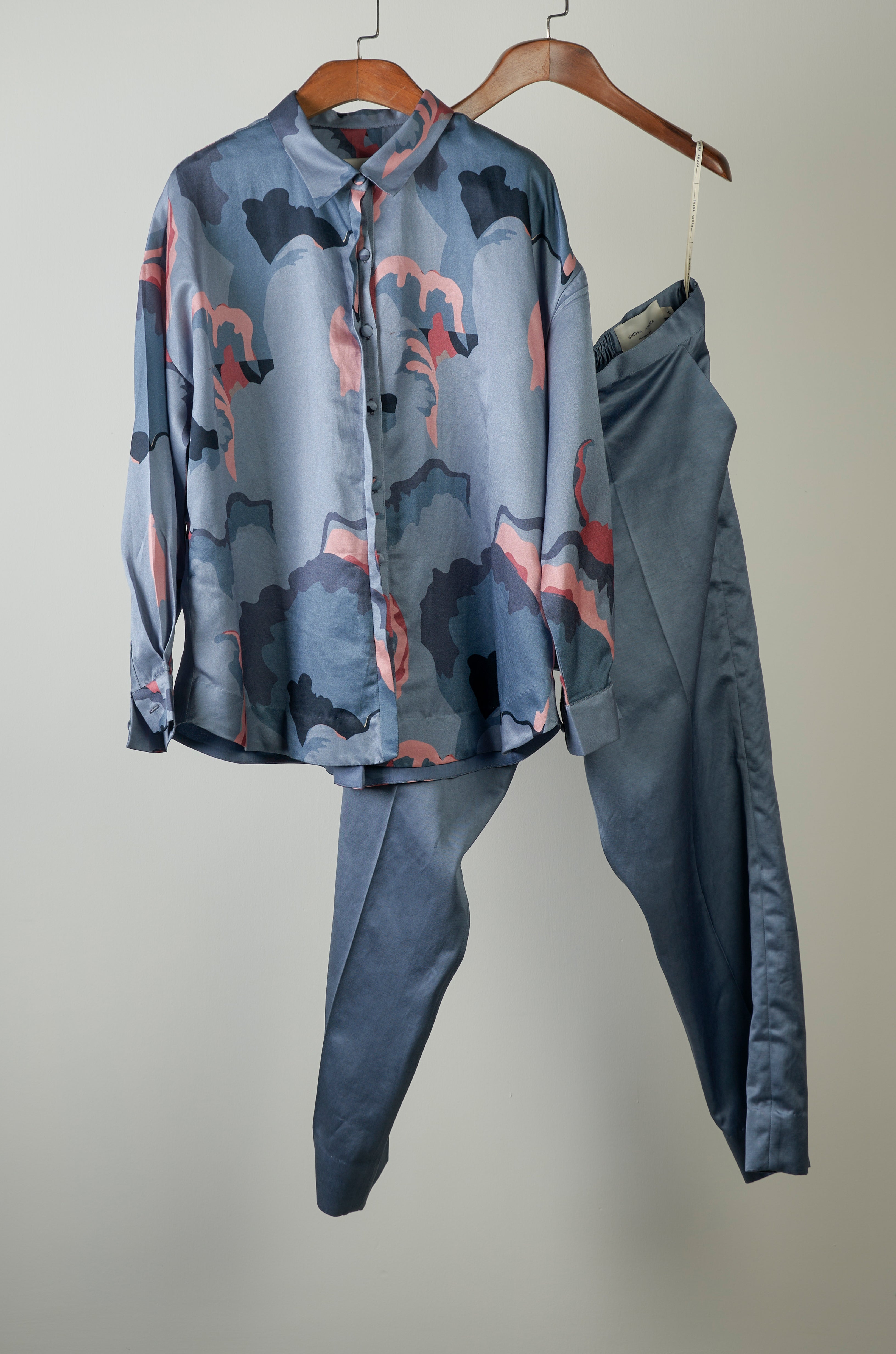 Blue abstract print coordinated set