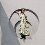 Load image into Gallery viewer, Tertulia Printed Silk Flared Dress
