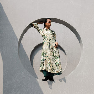 Tertulia Printed Silk Flared Dress