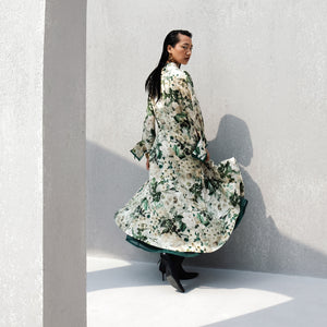 Tertulia Printed Silk Flared Dress