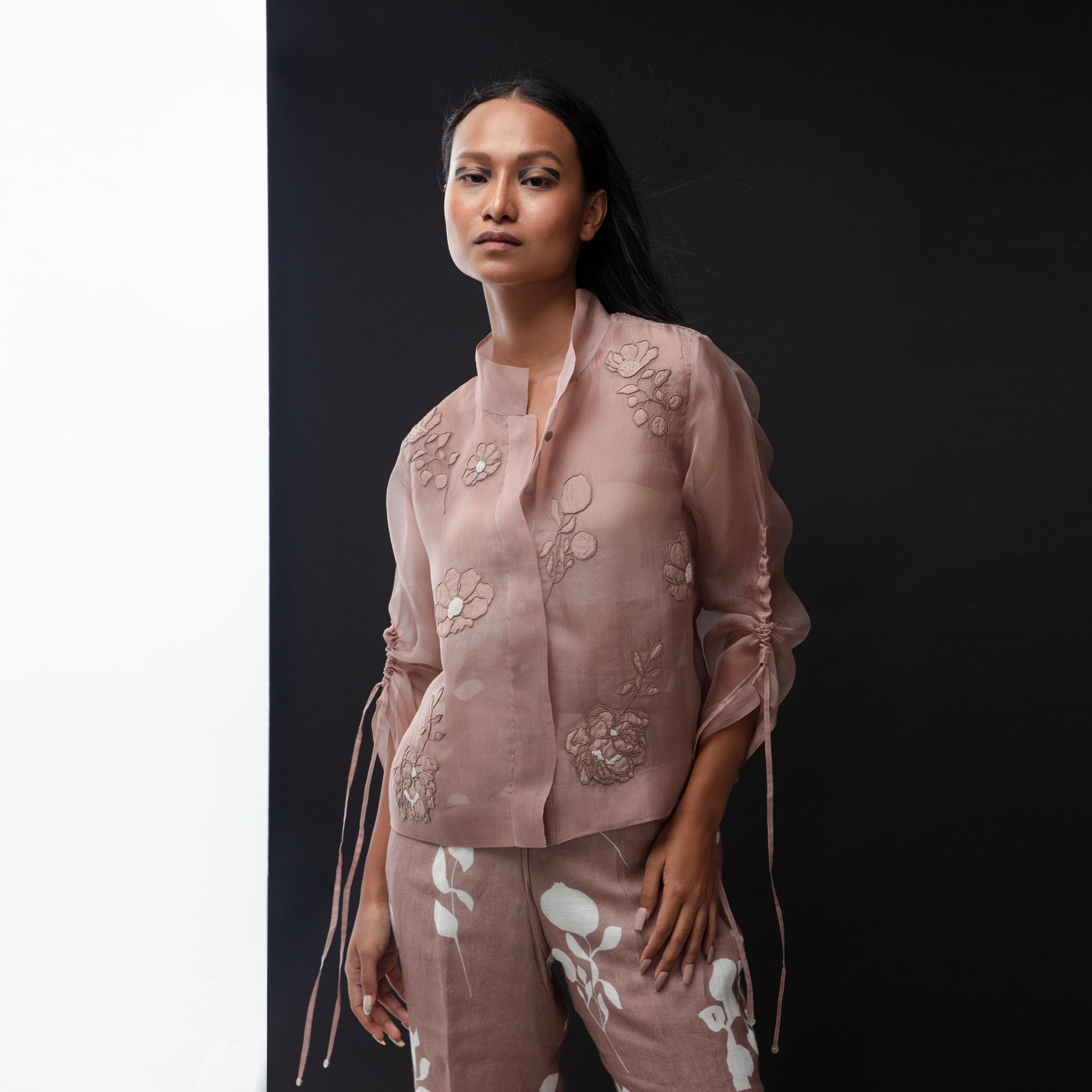 Butternut embroidered Organza Bomber