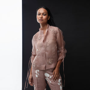Butternut embroidered Organza Bomber