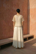 Load image into Gallery viewer, White Organza Hand Embroidered Bib Top And Skirt Set
