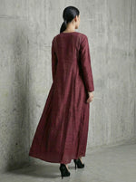 Load image into Gallery viewer, Solid Wine Polka Hand Embroidery Dress
