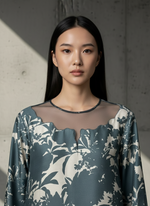 Load image into Gallery viewer, Teal and Beige Long Softcut Dress
