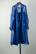 Load image into Gallery viewer, Cobalt Small Square Embroidered Organza Trench
