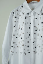 Load image into Gallery viewer, White Small Square Embroidered Cotton Shirt
