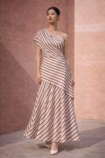 Load image into Gallery viewer, Red striped Murmur skirt set
