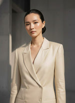 Load image into Gallery viewer, Cream Solid Silk Blazer
