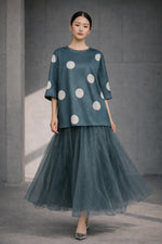 Load image into Gallery viewer, Teal Big Polka Top
