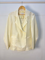 Load image into Gallery viewer, Cream Solid Silk Blazer
