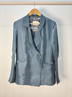 Load image into Gallery viewer, Teal Solid Silk Blazer
