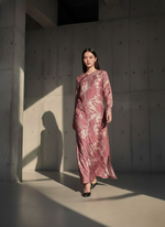 Load image into Gallery viewer, Mauve and Beige Long Softcut Dress

