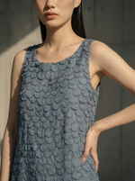 Load image into Gallery viewer, Teal Scallop Embroidered Dress
