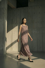 Load image into Gallery viewer, Dusty pink Scallop Embroidered Dress
