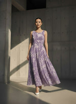 Load image into Gallery viewer, Mauve Floral Pintuck Dress
