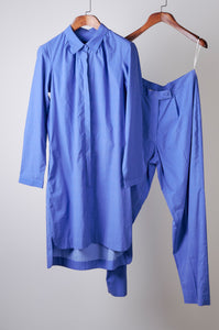 Polka cobalt blue top with printed pants Coordinated set