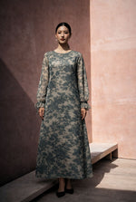 Load image into Gallery viewer, Teal and Beige Shadowplay Dress
