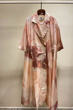 Load image into Gallery viewer, Peach Paint Print Trench Dress
