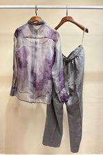 Load image into Gallery viewer, Mauve Clutter Print Organza Shirt Set
