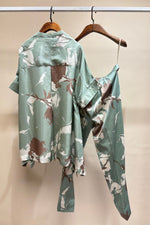 Load image into Gallery viewer, Mint and Beige printed Flary Top with printed pants Coordinated set
