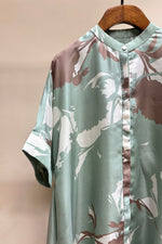 Load image into Gallery viewer, Mint and Beige printed Flary Top with printed pants Coordinated set
