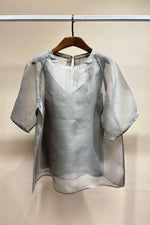Load image into Gallery viewer, Solid Grey Organza Blouse

