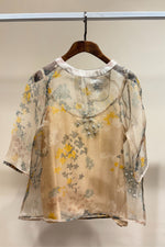 Load image into Gallery viewer, Beige Small Floral Printed Organza Blouse
