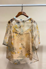 Load image into Gallery viewer, Beige Small Floral Printed Organza Blouse
