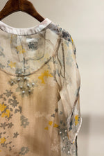 Load image into Gallery viewer, Beige Small Floral Printed Organza Blouse
