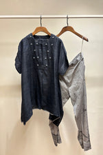 Load image into Gallery viewer, Solid Black Flary Top With Printed Pant  Set
