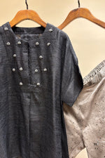 Load image into Gallery viewer, Solid Black Flary Top With Printed Pant  Set
