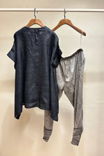 Load image into Gallery viewer, Solid Black Flary Top With Printed Pant  Set
