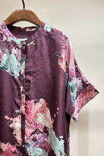 Load image into Gallery viewer, Marsala Peonies Printed Flared Shirt
