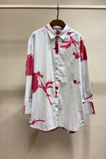 Load image into Gallery viewer, White And Pink Floral Print long Shirt
