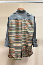 Load image into Gallery viewer, Teal solid and stripe print Evelyn shirt
