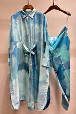 Load image into Gallery viewer, Aqua Paint Print Tunic Set
