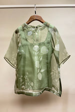 Load image into Gallery viewer, Mint Leaf Printed Organza Blouse
